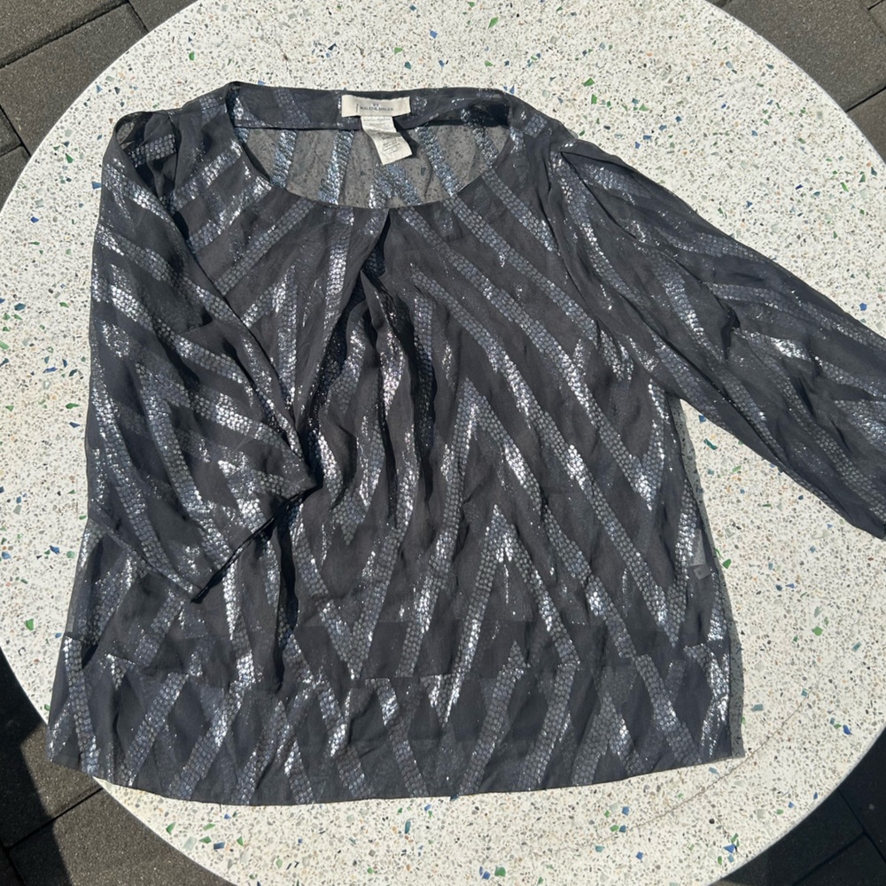 Malene Birger Silk & Lurex Y2K Summer top in Silver size Small